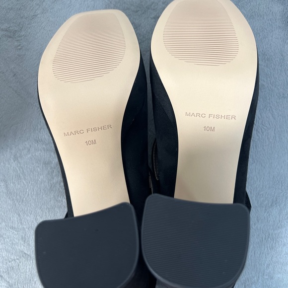 Marc Fisher Nicoly Square Toe Maryjane's w/velcro adjust ankle strap black suede - Picture 7 of 9